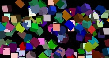 abstract colored cubes on black background