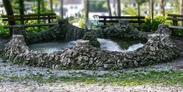 fountain water stone wall