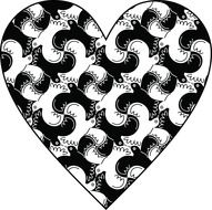 heart doves pigeons black white