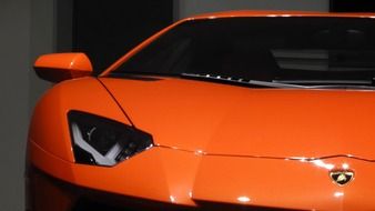 orange lamborghini close-up