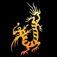 chinese dragon with orange flame for tattoo