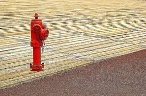 fire hydrant red wood ground lines