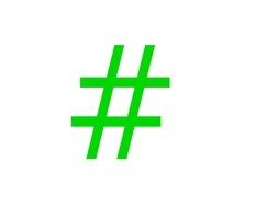 green hashtag on a white background