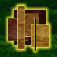 chaotic rectangles on green background