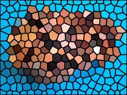 dark brown mosaic on a blue background