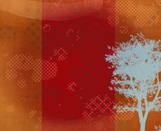 background rusty red blue tree