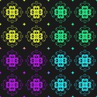 seamless kaleidoscope pattern with colored ornaments