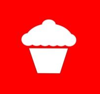 cupcake white red background