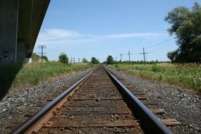 train tracks bridge wallpaper sunny