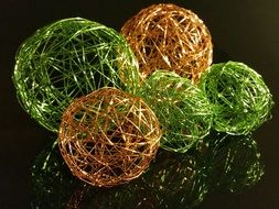 decorative balls wire green orange color