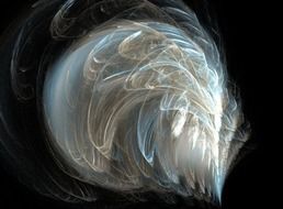 feathery fractal blue beige cream