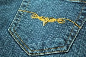 pocket denim design embroidery