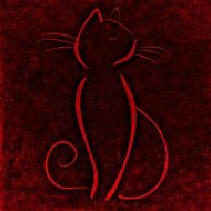 silhouette of a cat on a red background
