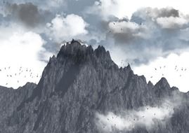 brushes background mountain clouds
