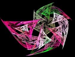 fractal pink and green figure on a black background