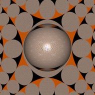 beige spheres on an orange background