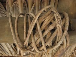 texture straw hut bejuco knot