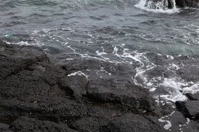 sea basalt jeju island waves blue