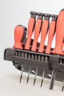 Screwdriver set with red rubber handles