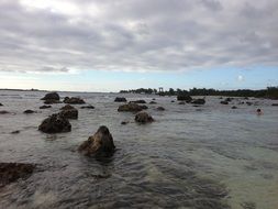 red stones on the beach in Saipan