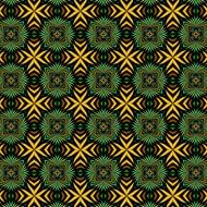seamless kaleidoscope green and yellow pattern
