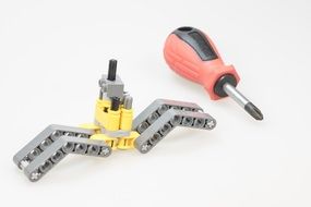 screwdriver tool and detail of building kit