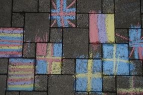 children's chalk drawings on the ground