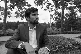 man model handsome male young black and white