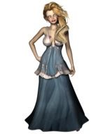 doll in a long gray dress