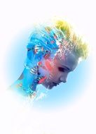 multicolored face woman female illustration