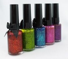 rainbow coloured glitter nail polish