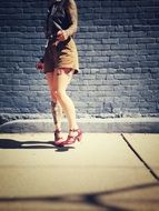 girl with long legs on the street