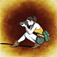 photographer woman drawing