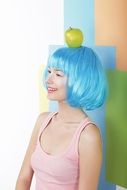 wig blue modern apple fresh happy pink