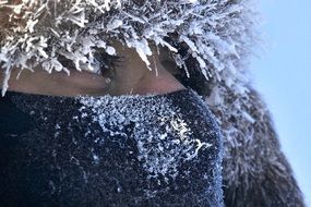 Close up portrait of woman in winter time