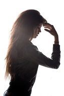 model keeps hair on her forehead