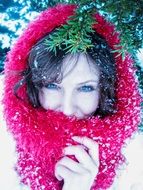 Portrait of lady in red scarf