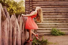 beautiful woman in red dress