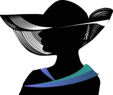 black silhouette of a woman in a hat