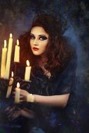 woman girl fantasy portrait model with candles
