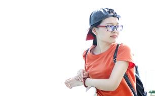 Asian girl with glasses