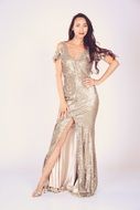 young woman beautiful model long dress