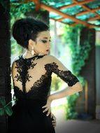 girl model in a black dress