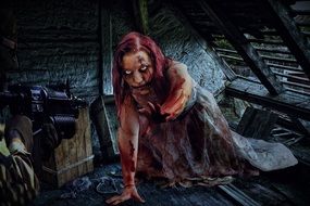 bloody zombie, woman soldier