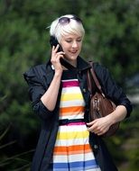 female talking mobile phone cell smiling women