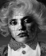 monochrome clipart of face woman puzzle