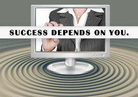 success businesswoman on monitor screen