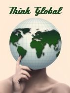 globe on the background of a female head