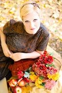 young blonde woman fall autumn vintage
