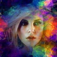 face flowers abstract poster